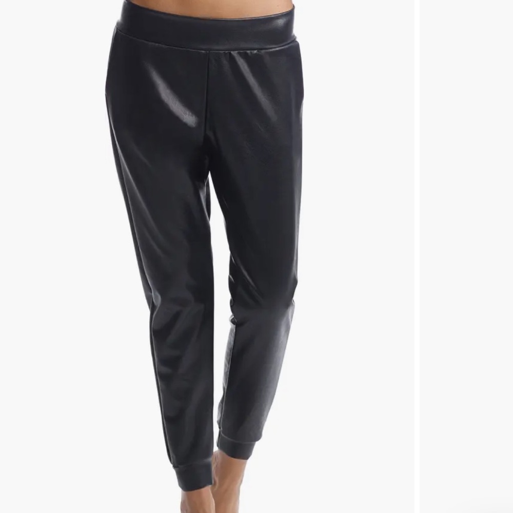 Commando Faux Leather Black Joggers Pants Women’s Size Small Biker Goth Edgy